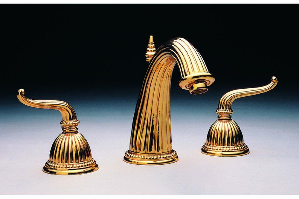 Phylrich&reg; Polished Brass 3-Hole Bathroom Faucet with Double Lever Handle 