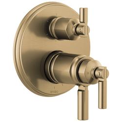 Three Handle Thermostatic Valve Trim in Luxe Gold