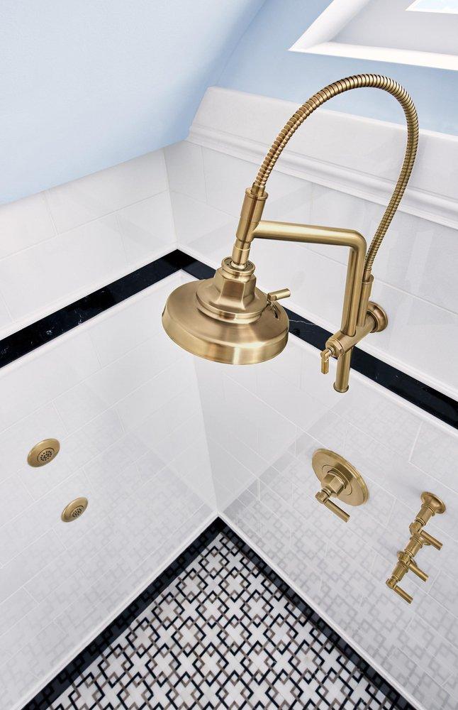Slide Bar Shower Arm and Flange in Luxe Gold 