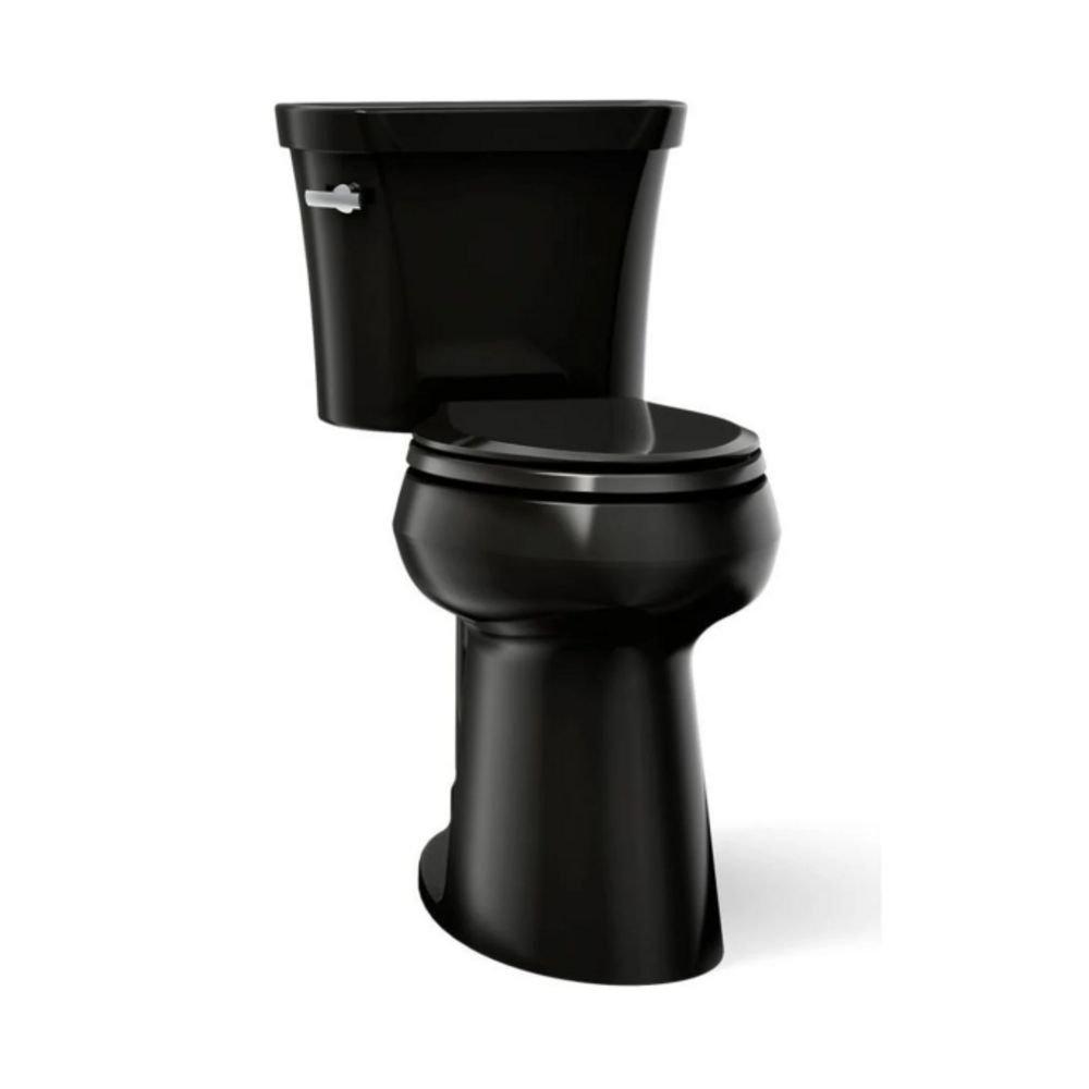 1.28 gpf Elongated Extra Tall Two Piece Height Toilet with Left Hand Trip Lever in Black Black - Less Seat 