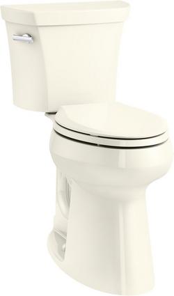 1.28 gpf Elongated Extra Tall Two Piece Height Toilet with Left HandTrip Lever in Biscuit - Less Seat