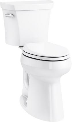 1.28 gpf Elongated Extra Tall Two Piece Height Toilet with Left HandTrip Lever in White - Less Seat