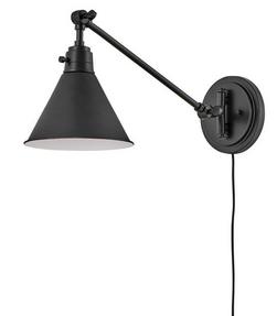 60W 1-Light Medium E-26 Incandescent Wall Sconce in Black