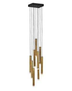 9W 9-Light LED Pendant in Heritage Brass with Black