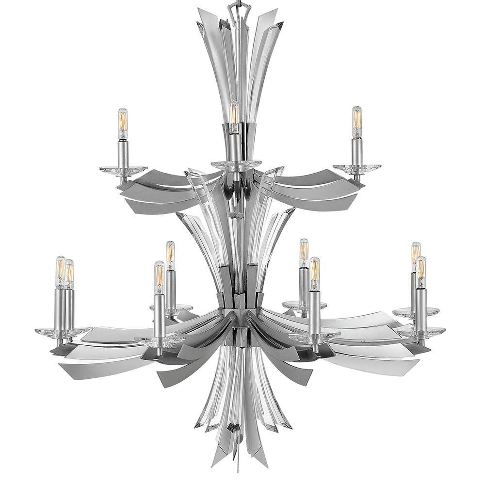 Fredrick Ramond Glacial 34 in. 60W 12-Light Candelabra E-12 Chandelier 