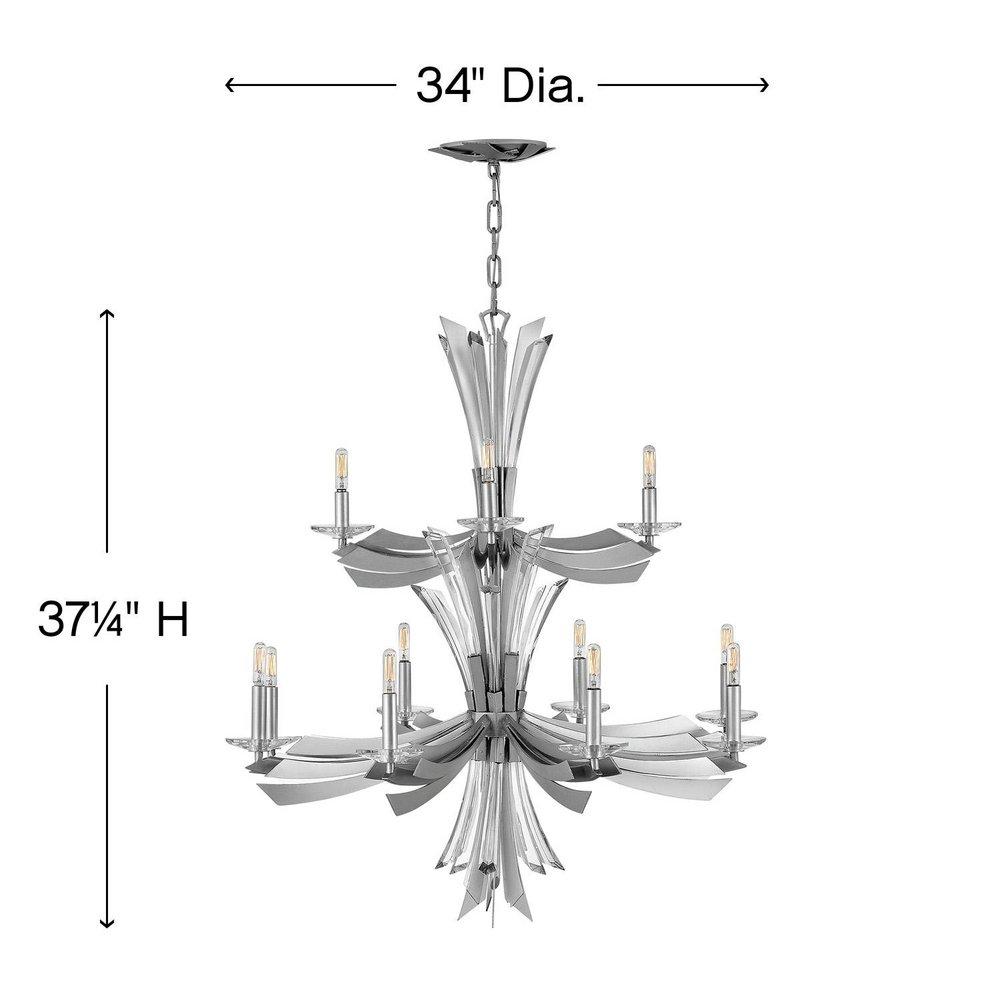 Fredrick Ramond Glacial 34 in. 60W 12-Light Candelabra E-12 Chandelier 