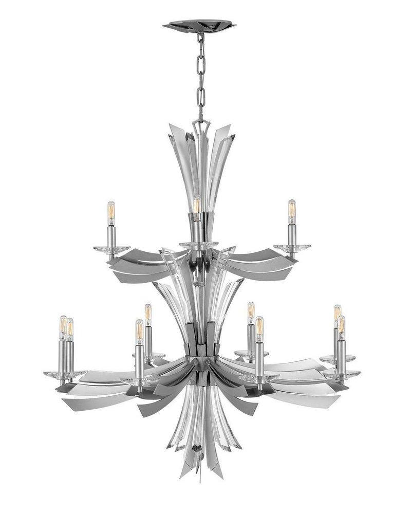 Fredrick Ramond Glacial 34 in. 60W 12-Light Candelabra E-12 Chandelier 