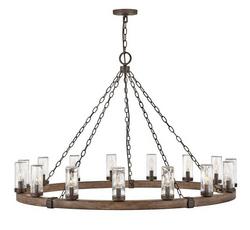 75W 15-Light Candelabra E-12 LED Outdoor Chandelier in Sequoia