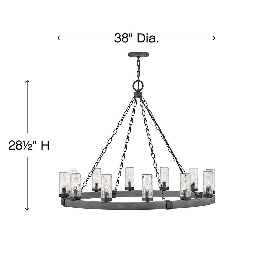 Hinkley Aged Zinc 60W 12-Light Candelabra E-12 Incandescent Outdoor Chandelier 