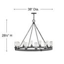 Hinkley Aged Zinc 60W 12-Light Candelabra E-12 Incandescent Outdoor Chandelier 