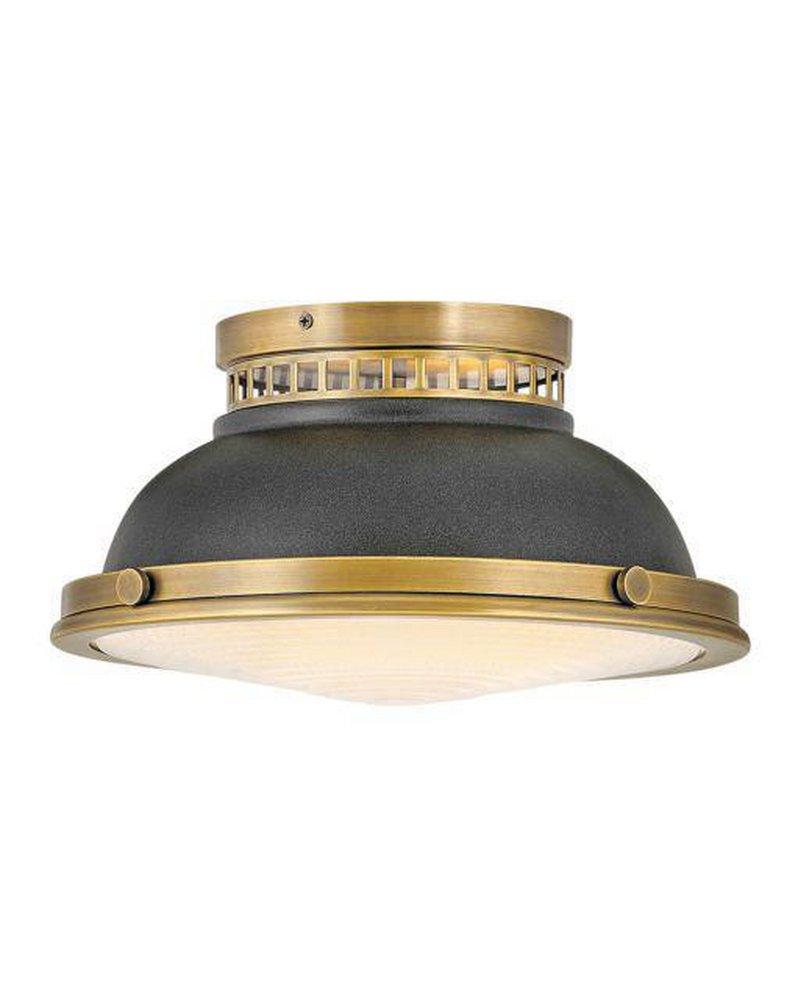Hinkley Heritage Brass/Aged Zinc 12-4/5 in. 60W 2-Light Medium E-26 Flush Mount Ceiling Fixture 