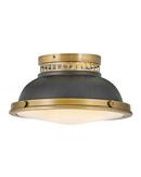 Hinkley Heritage Brass/Aged Zinc 12-4/5 in. 60W 2-Light Medium E-26 Flush Mount Ceiling Fixture 