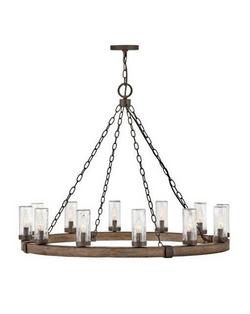 60W 12-Light Candelabra E-12 Incandescent Outdoor Chandelier in Sequoia