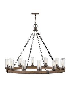 60W 12-Light Candelabra E-12 Incandescent Outdoor Chandelier in Sequoia