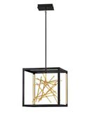 75W LED Pendant in Black with Gilded Gold