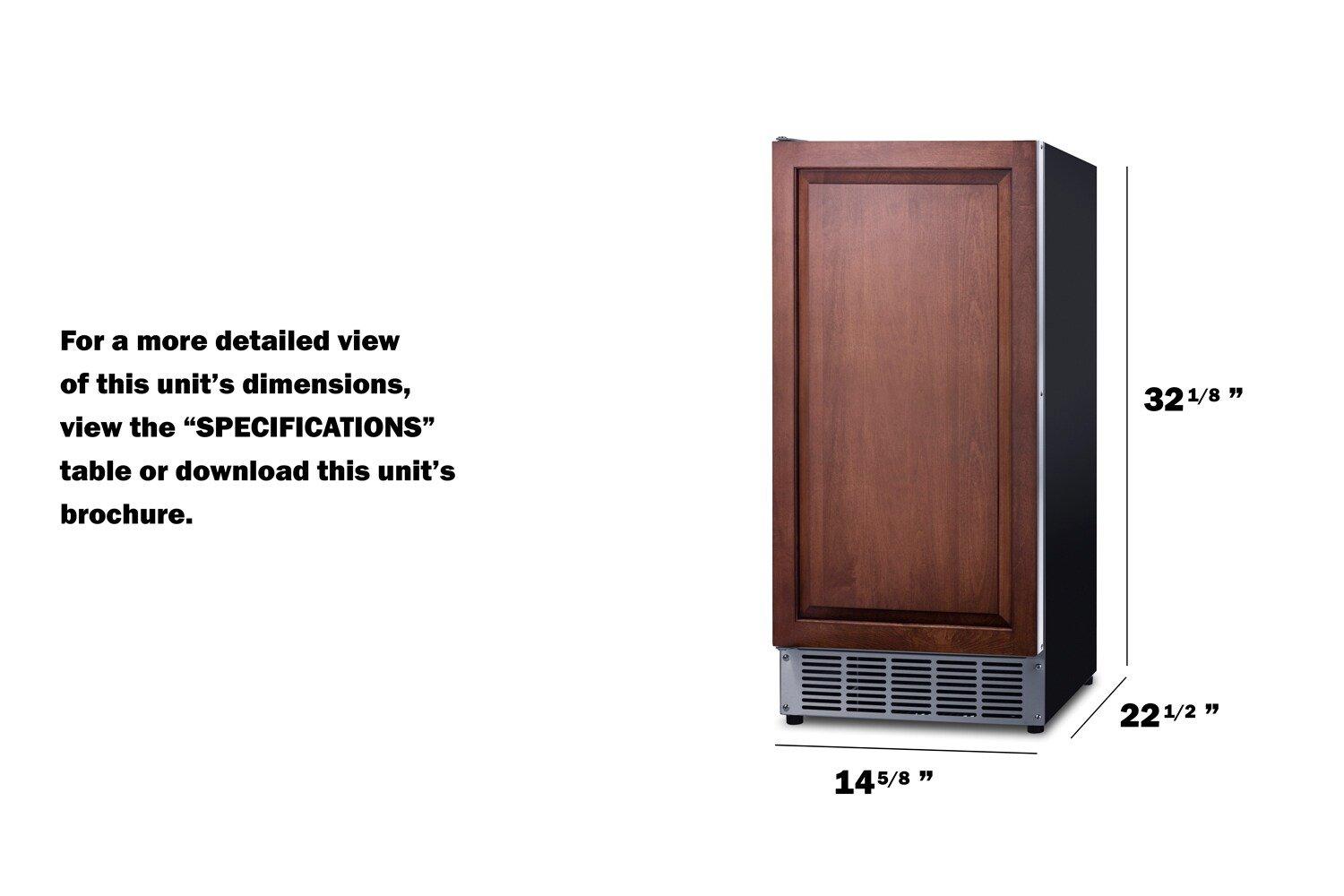 Summit Appliance Panel Ready 32-19/50 in. 25 lb Ice Maker 