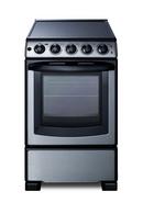 Summit Appliance Stainless Steel 19-3/4 in. Electric 4-Burner Glasstop Slide-in Range 
