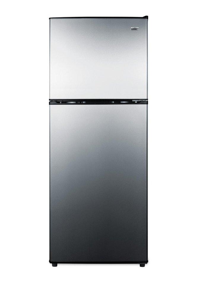 Summit Appliance Stainless Steel/Black 21-1/2 in. 7.1 cu. ft. Top Mount Freezer, Counter Depth Refrigerator 