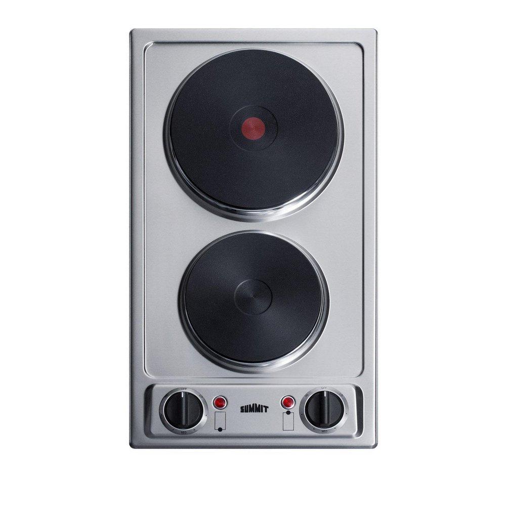 Summit Appliance Stainless Steel 11-1/4 in. 230V 2-Burner 2-Element Sealed Electric Solid Disk Cooktop 