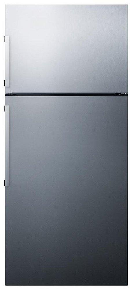 Summit Appliance Stainless Steel/Platinum 27-63/100 in. 9.67 cu. ft. Top Mount Freezer Refrigerator 