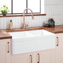 32-1/2 in. Farmhouse Fireclay Double Bowl Kitchen Sink in White