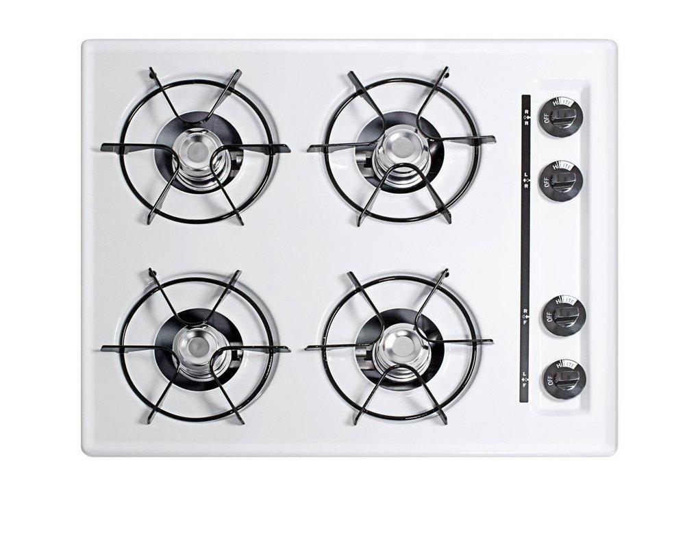 24" WIDE GAS COOKTOP IN WHITE 
