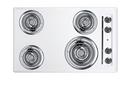 30 in. 4-Coil Burner Electric Cooktop in White Porcelain