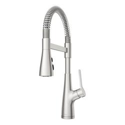 Single Handle Pull Down Kitchen Faucet in Stainless Steel