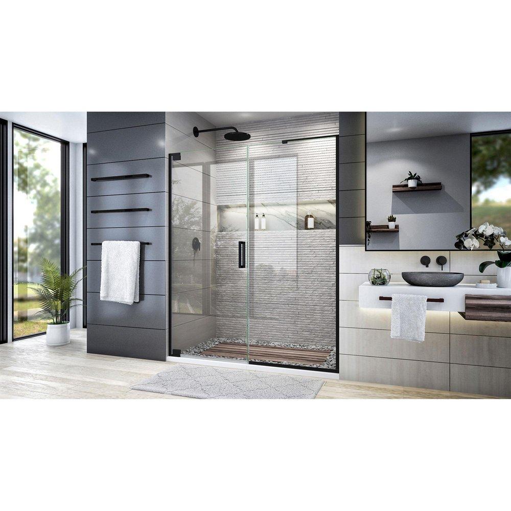 DreamLine Satin Black 72 x 58-3/4 in. Frameless Pivot Shower Door 