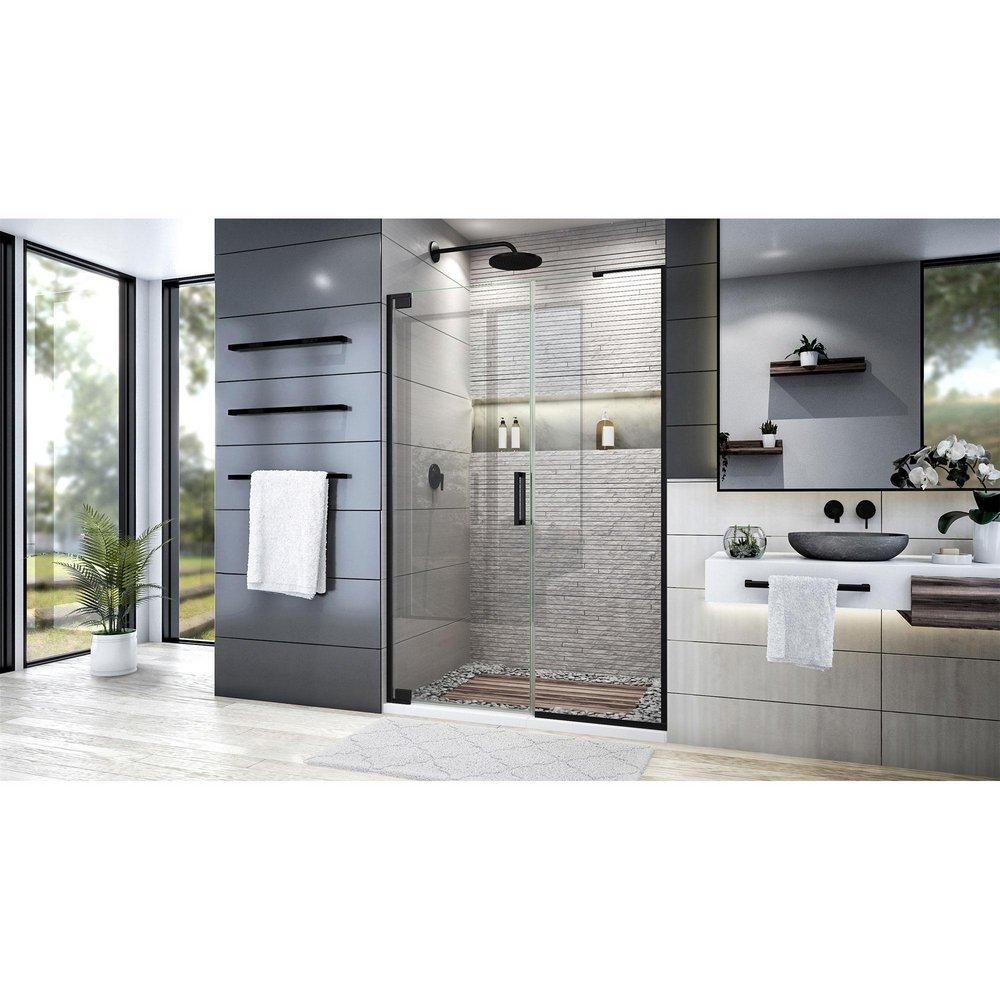 DreamLine Satin Black 72 x 52-1/2 in. Frameless Pivot Shower Door 