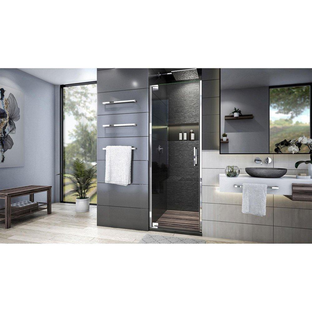 DreamLine Chrome 72 x 34-1/2 in. Frameless Pivot Shower Door 