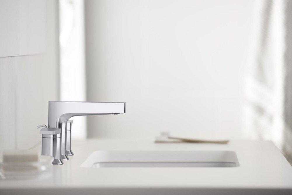 KOHLER Polished Chrome Two Handle Widespread Bathroom Sink Faucet 