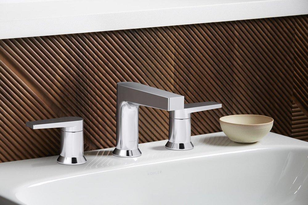 KOHLER Polished Chrome Two Handle Widespread Bathroom Sink Faucet 