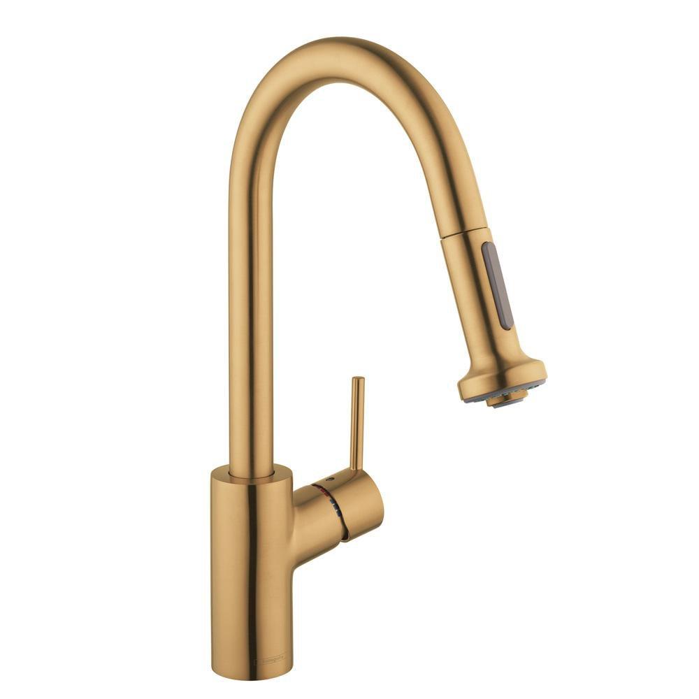 Talis S HighArc Kitchen Faucet, 2-Spray Pull-Down, 1.75 GPM in Brushed Gold Optic 