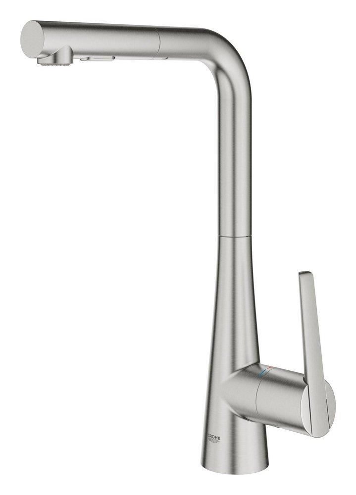 GROHE SuperSteel Single Handle Pull Down Kitchen Faucet 