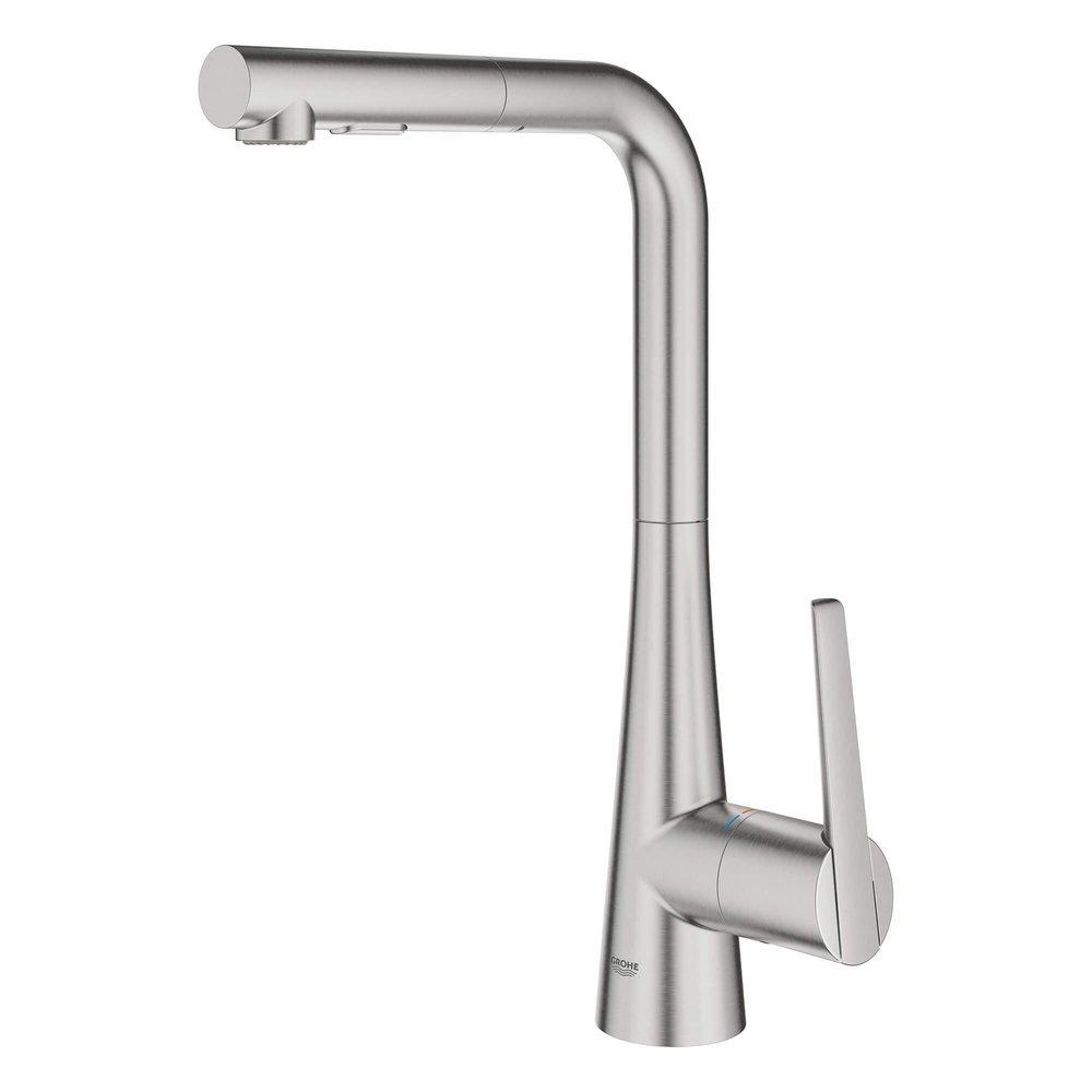 GROHE SuperSteel Single Handle Pull Down Kitchen Faucet 