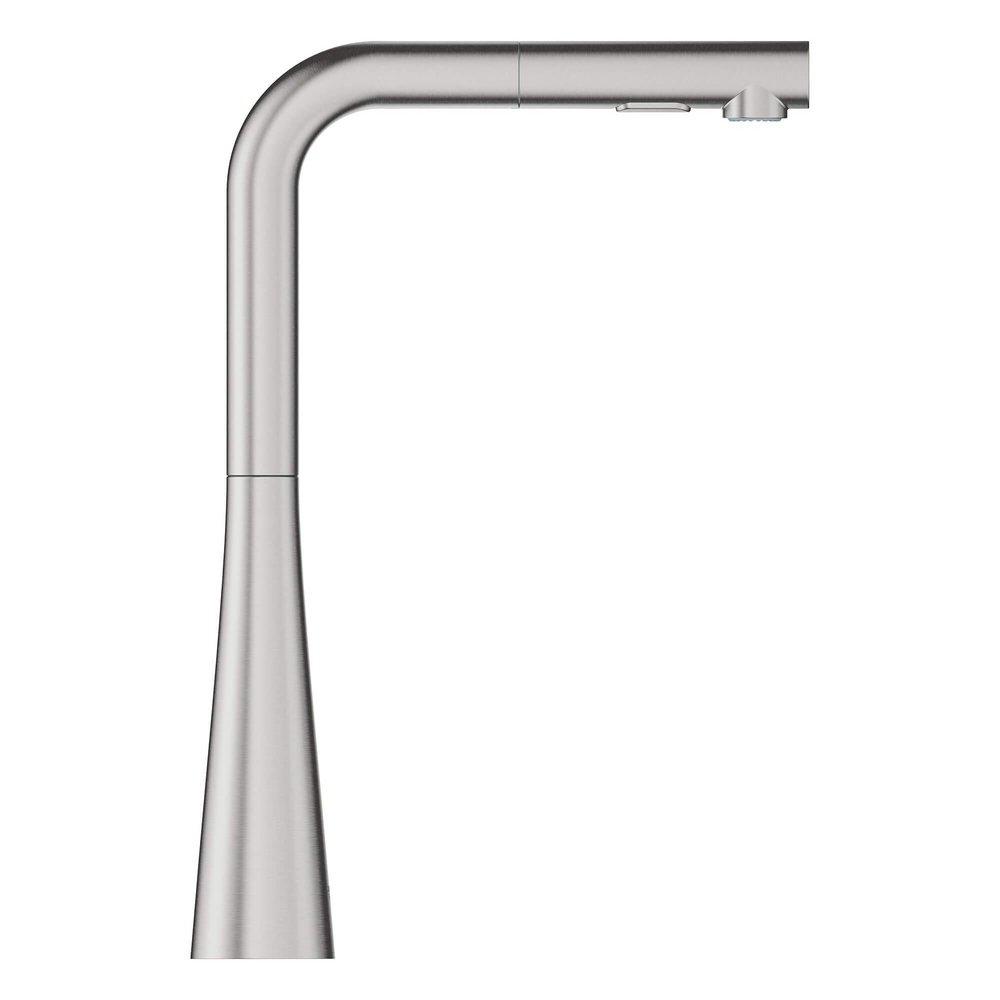 GROHE SuperSteel Single Handle Pull Down Kitchen Faucet 
