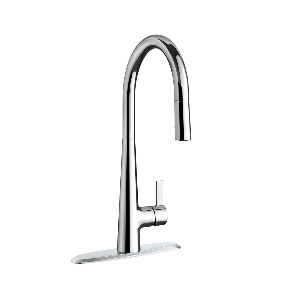 PROFLO&reg; Chrome Single Handle Pull Down Kitchen Faucet with Two-Function Spray 