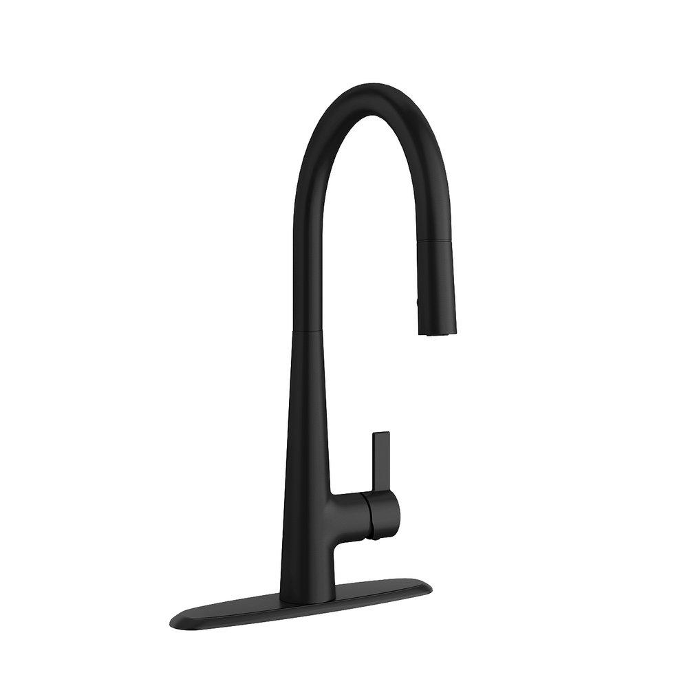 PROFLO&reg; Matte Black Single Handle Pull Down Kitchen Faucet with Two-Function Spray 
