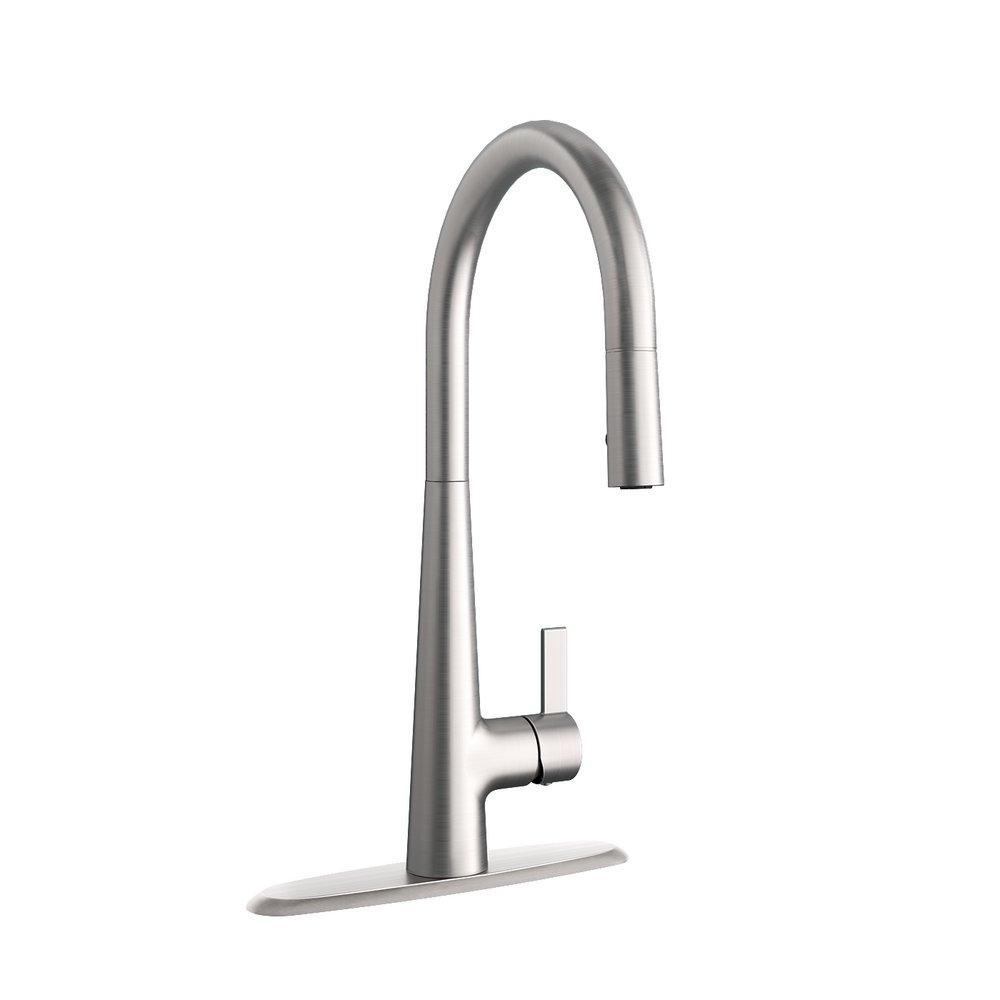 PROFLO® Brushed Nickel Single Handle Pull Down Kitchen Faucet with Two-Function Spray 