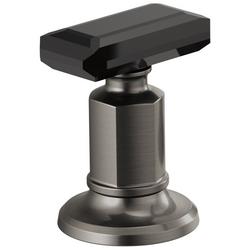 Two Handle Brass Knob Handle Kit in Luxe Steel/Black Crystal
