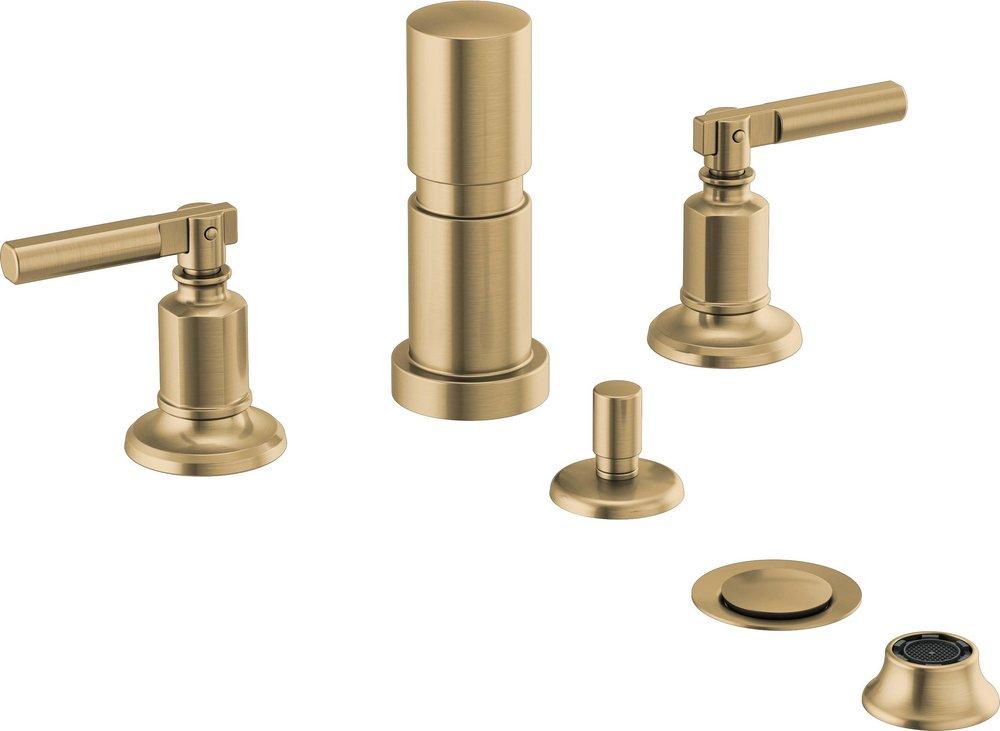 Two Handle Lever Vertical Bidet Faucet in Luxe Gold 
