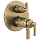 Three Handle Thermostatic Valve Trim in Luxe Gold