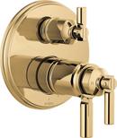 Three Handle Thermostatic Valve Trim in Polished Gold