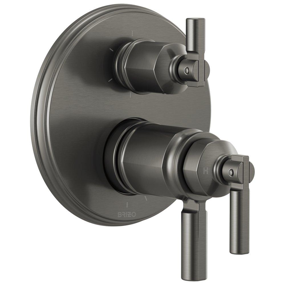 Three Handle Valve Trim in Luxe Steel 