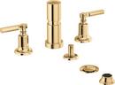 Two Handle Lever Vertical Bidet Faucet in Polished Gold 