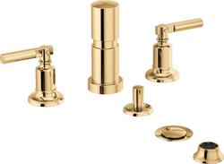 Two Handle Lever Vertical Bidet Faucet in Polished Gold