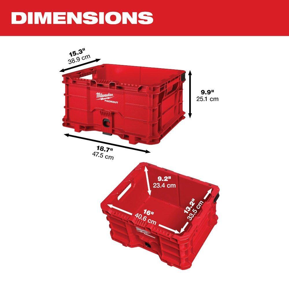 Milwaukee&reg; Red 18-3/5 in. Plastic Crate Bin 