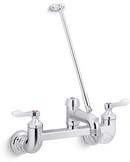 KOHLER Polished Chrome Two Lever Handle Wall Mount Service Faucet 