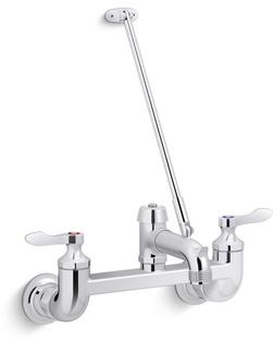 Two Lever Handle Wall Mount Service Faucet in Polished Chrome